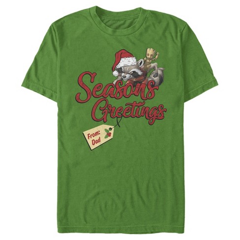 Men's Marvel Christmas Rocket & Groot Dad Greetings T-Shirt - image 1 of 4