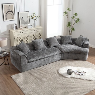 Boucle Sofa 3 Seater for Living Room Oversized Comfy Sofa unique double seat and corner construction for Apartment