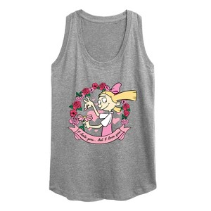 Women's - Hey Arnold! - Valentine's I Love You Graphic Racerback Tank - 1 of 4