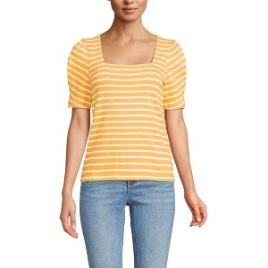 Lands' End Women's Puff Sleeve Mariner Square Neck Top - 1 of 3