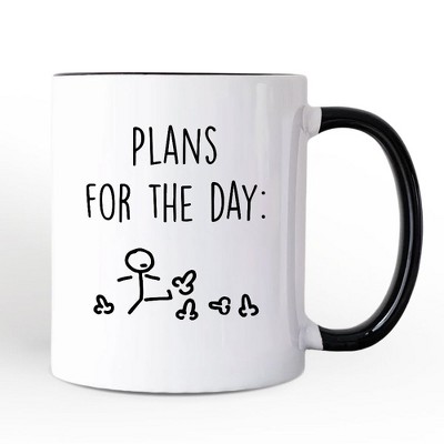 Plans for the Day Personalized Mug, Funny Minimalist Sarcastic Gift with Custom Name White 12oz