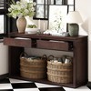 VYNXARIA 55" Console Table,Rustic Wooden Entryway Table with Storage Drawers and Open Shelf,Elegant Sofa Table for Hallway and Living Room(Espresso) - 2 of 4