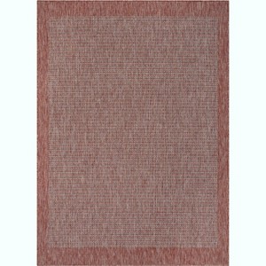Well Woven Woden Indoor/Outdoor Flat Weave Pile Solid Border Area Rug - 1 of 4