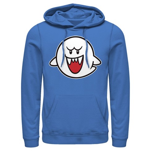 Men s Nintendo Mario Boo Ghost Pull Over Hoodie Royal Blue Large