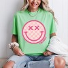 Simply Sage Market S.W.Smiley Pink Checker Smiley Face Garment Dyed Tee - 2 of 4