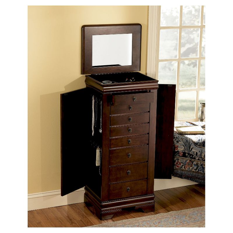 Josette Traditional Wood 8 Lined Drawer Jewelry Armoire Cherry - Powell, 5 of 6