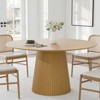 PexFix 52" Round Dining Table for 6 People Modern Pedestal Table with Fluted Cone Base & Wood MDF Top for Small Space Kitchen Dining Room Cafe Natural - 2 of 4