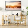 Tangkula 58" TV Stand for TVs up to 65" w/ Tempered Glass Shelves TV Console Table - 3 of 4