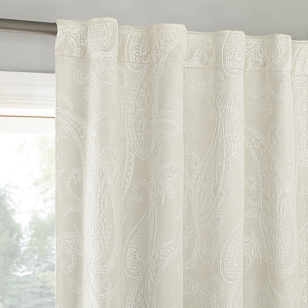 Photos - Curtains & Drapes 40"x96" Sun Zero 100 Blackout Pedra Paisley Embroidery Back Tab Curtain Pa