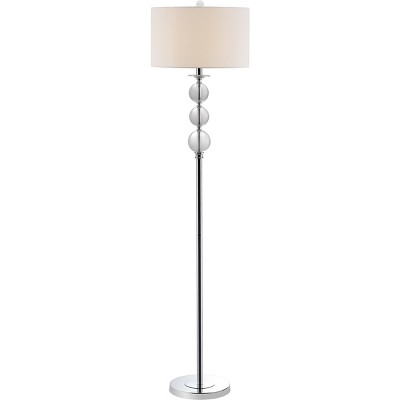 Silver Arc Crystal Globe 61" Floor Lamp with White Cotton Shade