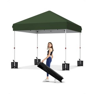 10x10 Pop Up Canopy Tent Outdoor Canopy with No Removable Sidewall One-Person Set Up Heavy Duty Commercial Instant Tent Shelter(Green) - 1 of 4