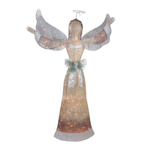 Northlight 4.5' Lighted And Glittered Angel Outdoor Christmas Yard Art ...