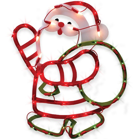 Ig Design Multicolored Lit Santa Silhouette Indoor Christmas Decor : Target