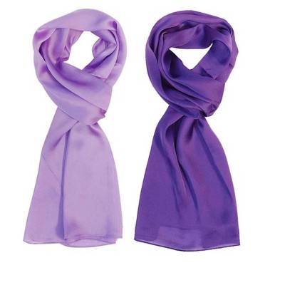 Wrapables Lightweight Silky Satin Solid Colored Scarf (Set of 2), Lilac and Indigo - image 4