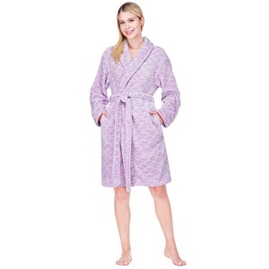 PAVILIA Short Robes for Women, Plush Soft Bathrobe Womens Lightweight, Fluffy Fuzzy Robe Knee Length, Shower Spa - 1 of 4