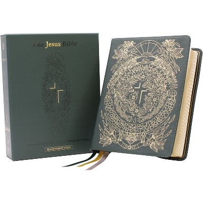 The Jesus Bible Artist Edition, Esv, Genuine Leather, Calfskin, Green, Limited Edition - by  Zondervan (Leather Bound)