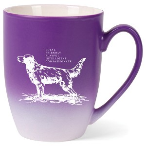 Elanze Designs 12 Ounce Ceramic Decorative Laser Engraved Giftable Novelty Tea Coffee Cup Mug Purple and White Dog Loyal Friendly Playful Intelligent - 1 of 4