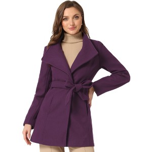 INSPIRE CHIC Women's Classic Stand Collar Long Sleeve Winter Belted Long Coat - 1 of 4