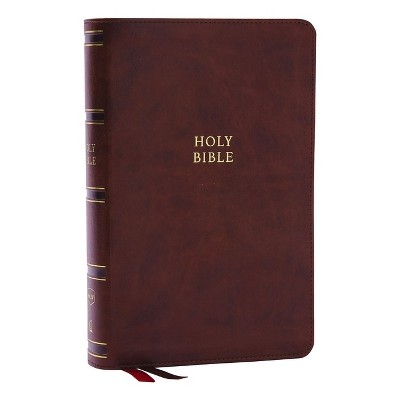 Nkjv, Single-Column Reference Bible, Verse-By-Verse, Brown Leathersoft, Red Letter, Comfort Print (Thumb Indexed) - by  Thomas Nelson (Leather Bound)