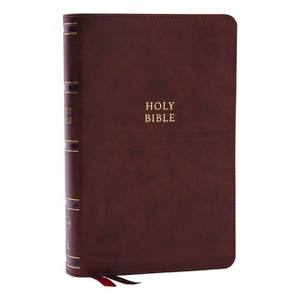 Nkjv, Single-Column Reference Bible, Verse-By-Verse, Brown Leathersoft, Red Letter, Comfort Print (Thumb Indexed) - by  Thomas Nelson (Leather Bound) - 1 of 1
