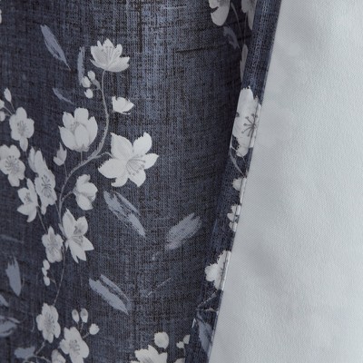 HLC.ME Ashley Floral Patterned Window Rod Pocket Curtains - Light Blocking Darkening Window Panels, Set of 2