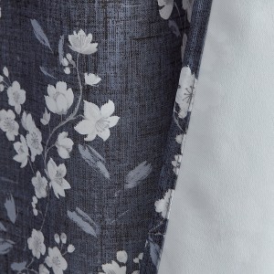 HLC.ME Ashley Floral Patterned Window Rod Pocket Curtains - Light Blocking Darkening Window Panels, Set of 2 - 1 of 4
