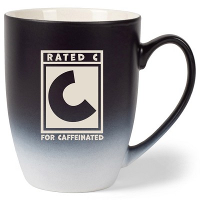 100 North Video Game 10 Ounce Black and White Two Toned Ombre, Comfortably Fits Your Hands, Ceramic Tea Coffee Cup Mug, Rated C For Caffeinated