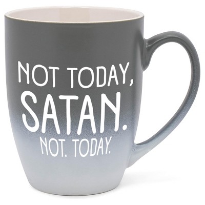Elanze Designs Not Today Satan Two Toned Ombre Matte Grey and White 12 ounce Ceramic Stoneware Coffee Cup Mug