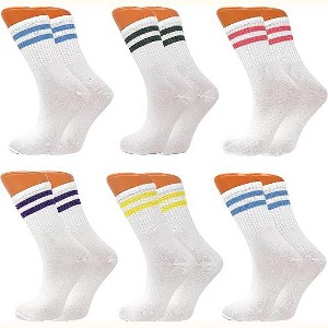 Women's Tennis Crew Socks – Extra Thin & Breathable – 6 Pairs – Cotton - 1 of 3