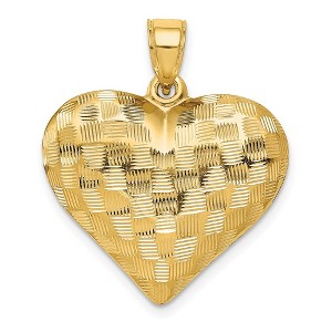 Black Bow Jewelry 14k Yellow Gold Textured Puff Heart Pendant, 22mm - 1 of 4