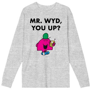 Mr. Men And Little Miss Meme Mr. WYD You Up Crew Neck Long Sleeve Athletic Heather Adult Tee - 1 of 2