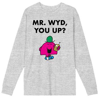 Mr. Men And Little Miss Meme Mr. WYD You Up Crew Neck Long Sleeve Athletic Heather Adult Tee