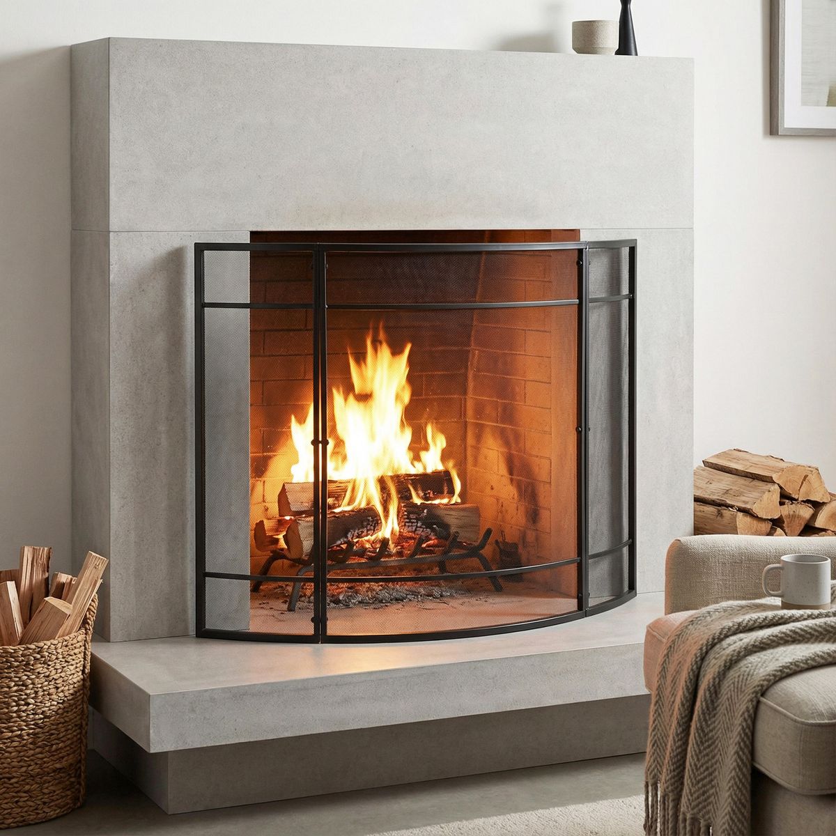 Christopher Knight Home Asuka Modern Metal Single Panel Fireplace Screen - thumbnail 2