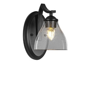 Toltec Lighting Zilo 1 - Light Sconce in  Matte Black with 6.25" Clear Bubble Shade - 1 of 1