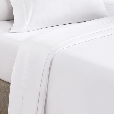 Full Bright White Cotton Sateen Flat Sheet
