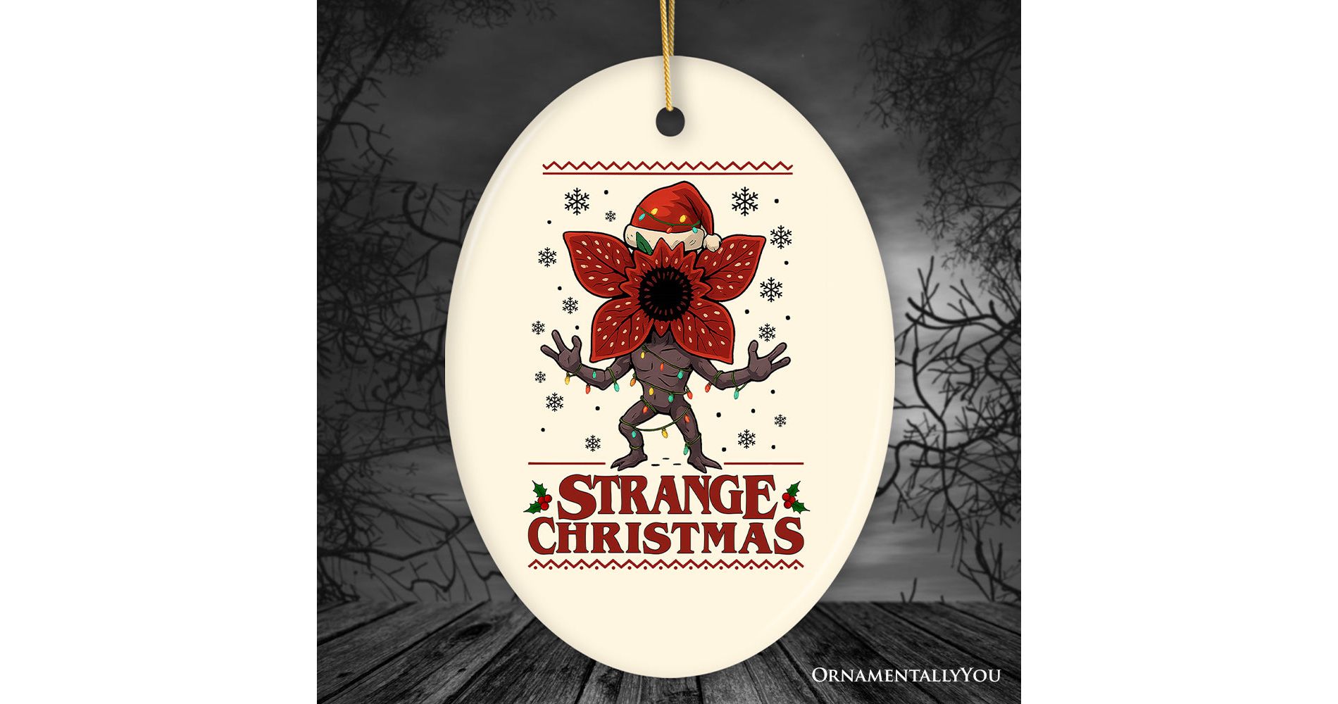 Strange Christmas Retro Ornament, Demon Plant Gift for Horror Lovers| OrnamentallyYou
