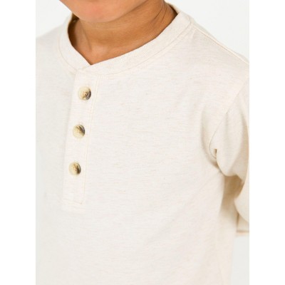 RuggedButts Little Boys Knit Long Sleeve Henley Tee - Heathered Oatmeal, 7 — фото 2