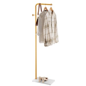 VEVOR Coat Rack, Freestanding Coats Rack Stand with Quartz Stone Base & 3 Round Hooks, Free Standing Hall Coat Tree for Entryway, Bedroom, Yellow - 1 of 4
