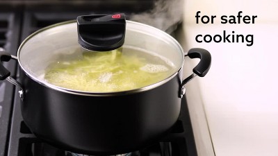 Farberware 6 Quart Black Aluminum Nonstick Stockpot with Glass Lid
