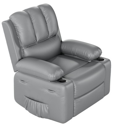 GustoWave Oversized Reclining Chair, Manual Recliner 135° for Adults, Faux PU Leather Sofa with 2 Cup Holders and Side Pockets for Nursery