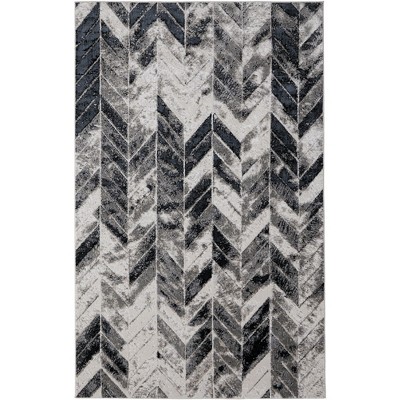 Micah Modern Chevron Black/Gray/Silver Area Rug