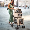 Costway Double Pet Stroller for 2 Dogs or Cats w/ 2 Detachable Carriers Safety Belt Beige - 4 of 4