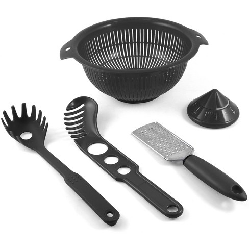 Gibson Home Hampsbridge 10 Piece Nylon Kitchen Tool Set And Utensil Crock  In Black And Gold : Target