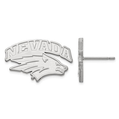 Black Bow Jewelry 14k White Gold Nevada Wolf Pack NCAA Post Earrings