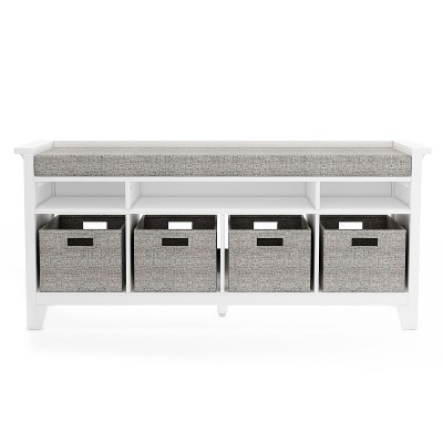 Creamy White Kids' Multi-Use Storage Bench with Cushion & Bins