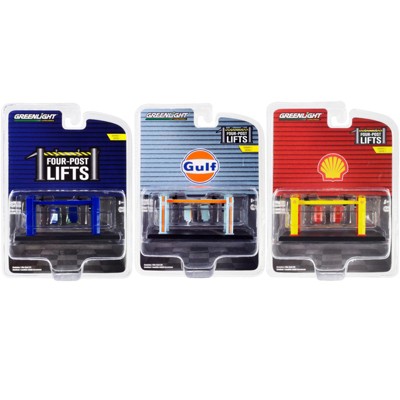 "Four-Post Lifts" Set of 3 pieces Series 1 1/64 Diecast Models by Greenlight