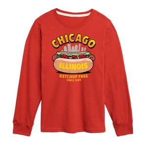 Boys' - Instant Message - Chicago Hot Dog Skyline Long Sleeve Graphic T-Shirt - 1 of 4