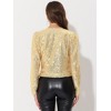 Allegra K Women's Long Sleeve Sparkly Sequin Crop Open Front Jackets - 4 of 4