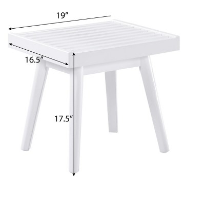 Larwich White Solid Wood Slatted Bedroom Bench, 19-Inch