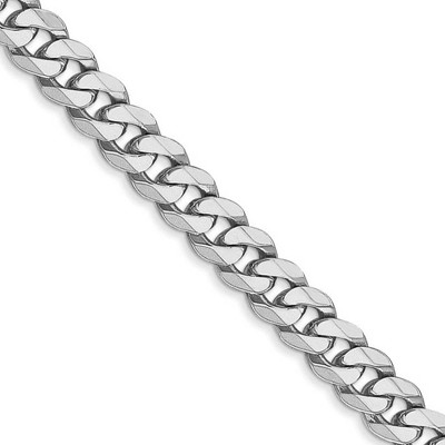 Black Bow Jewelry Men's 5.75mm 14K White Gold Solid Flat Beveled Curb Chain Necklace